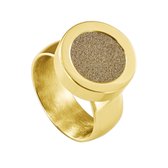 Quiges RVS Schroefsysteem Ring Goudkleurig Glans 19mm met Verwisselbare Glitter Goudkleurig 12mm Mini Munt