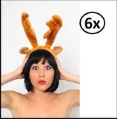 6x Hoofddiadeem Rendier bruin - kerst winter feest kerstman ren dier arreslee festival