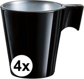 4x Espresso kopje zwart - Zwart koffiekopje 80 ml