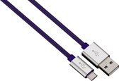 Hama Alunylon synchrokabel micro-USB-USB 0.5m blauw