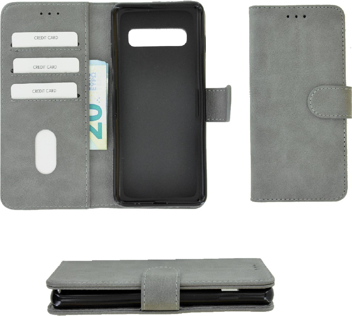 Pearlycase Grijs Hoes Wallet Book Case Geschikt voor Samsung Galaxy S10