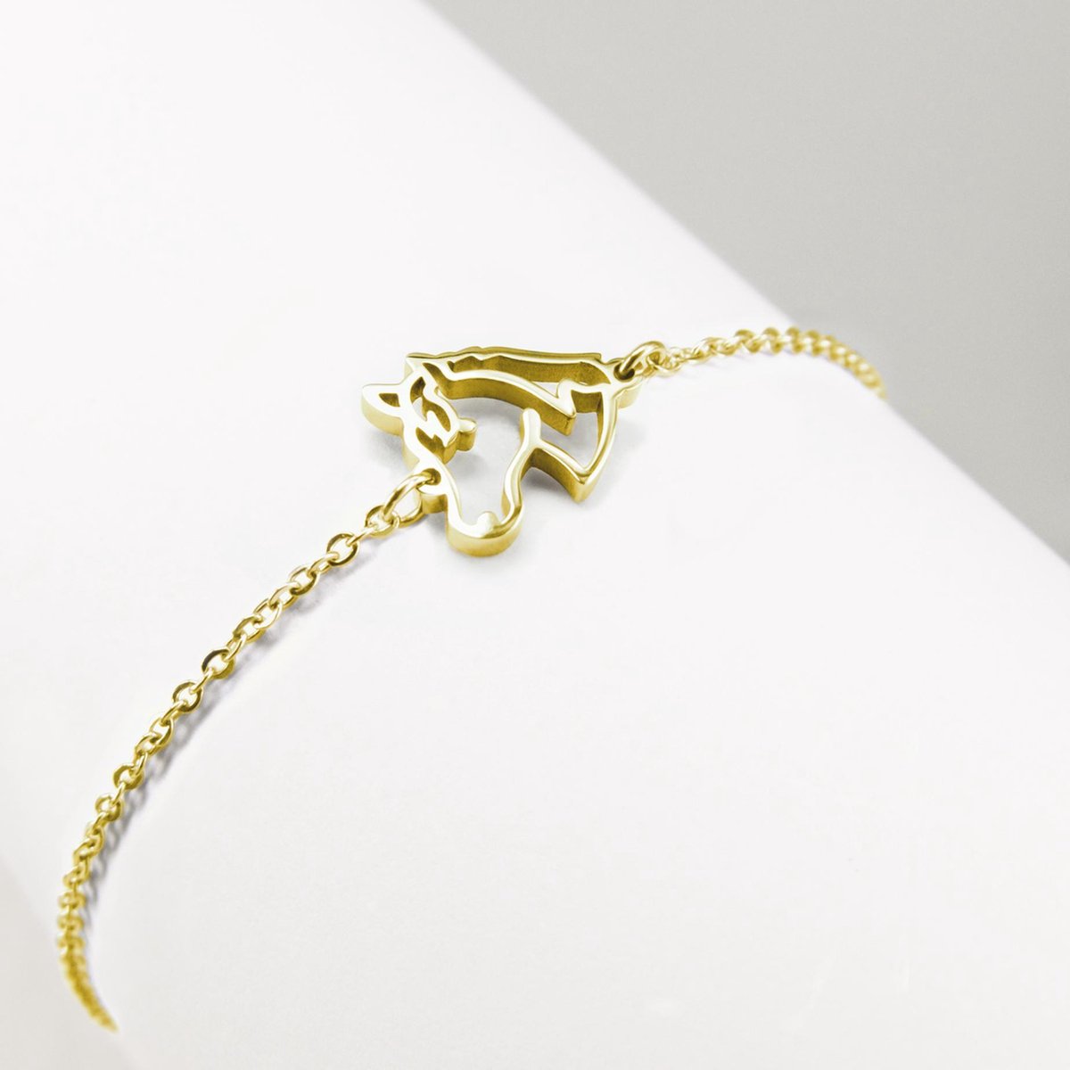 Ponytail & Co® Armband met Paardje - Dames - Staal goudverguld - S (13 + 5 cm)