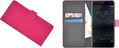 Roze effen Wallet Bookcase Hoesje voor Nokia 5