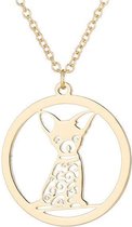 24/7 Jewelry Collection Chihuahua Ketting - Cirkel - Goudkleurig