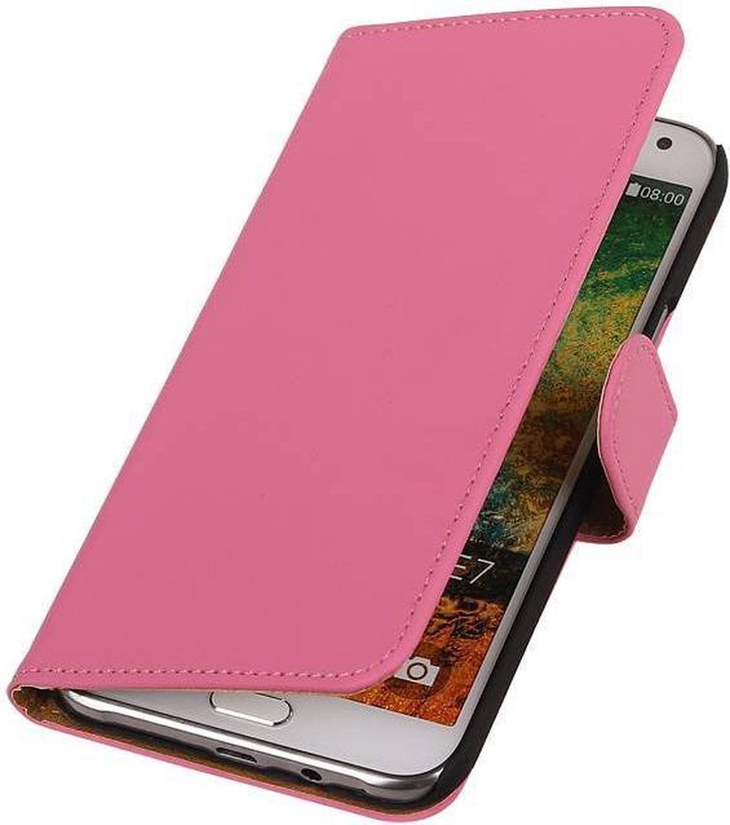 Samsung Galaxy E7 - Effen Design Roze - Book Case Wallet Cover Hoesje