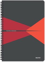 Leitz Office Notitieboek - A4 - Gelijnd - Spiraalgebonden - PP kaft - Rood