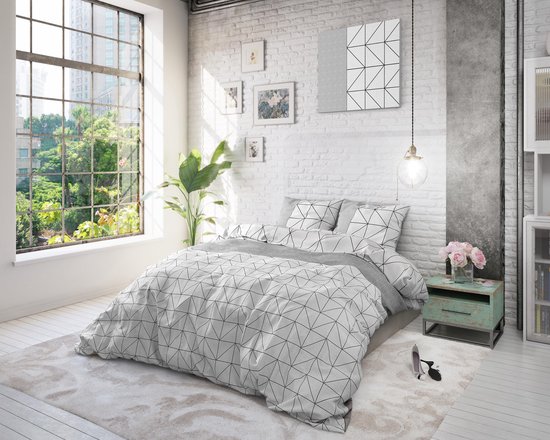 Sleeptime Flanel Gino Dekbedovertrekset - Lits-Jumeaux - 240 x 200/220 + 2 kussenslopen 60x70 - Grijs van Sleeptime — afbeelding 5