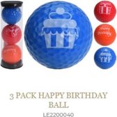3 golfballen Happy Birthday