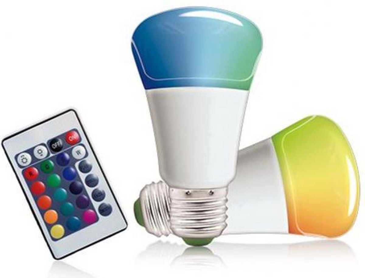 RGB LED Kleur Lamp Met Afstandsbediening & Dimmer - Gloeilamp Dimbaar 16  Gekleurd -... | bol.com