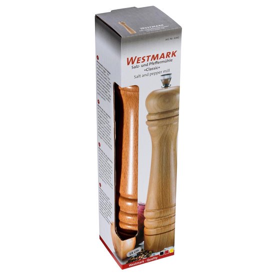 Westmark Zout- en pepermolen, met keramische molen, hoogte: 24 cm, beukenhout, wit, 63662260 Westmark Zout- en pepermolen, met keramische molen, hoogte: 24 cm, beukenhout, wit, 63662260