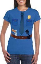 Politie uniform kostuum t-shirt blauw voor dames XL
