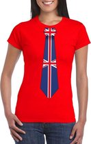 Rood t-shirt met Groot Brittannie vlag stropdas dames - Engeland supporter M