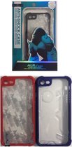 King Kong Anti-Shock - Hard Back Cover voor Apple iPhone 7 / iPhone 8 / iPhone SE (2020) - Transparant met Blauwe Rand
