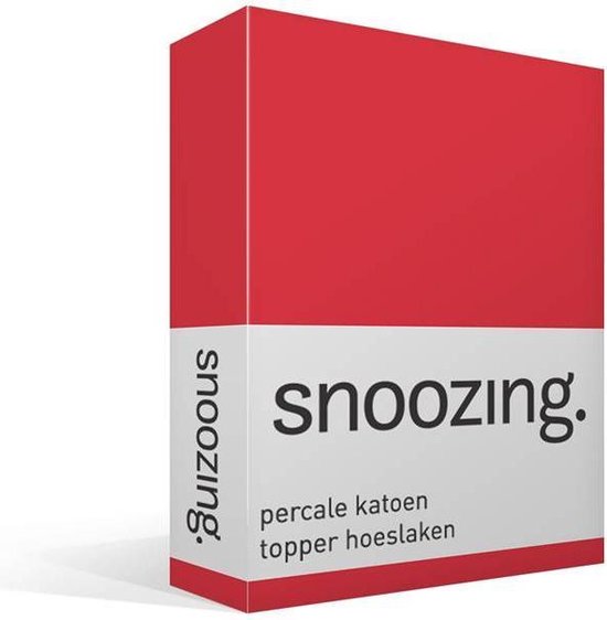 Snoozing - Topper - Drap housse - Double - 140x200 cm - Coton percale - Rouge