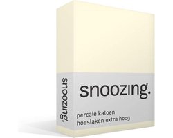 Snoozing - Hoeslaken - Extra hoog - Lits-jumeaux - 180x200 cm - Percale katoen - Ivoor