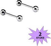 Fako Bijoux® - Barbell Piercing - Kristal - 12mm - Wit - 2 Stuks