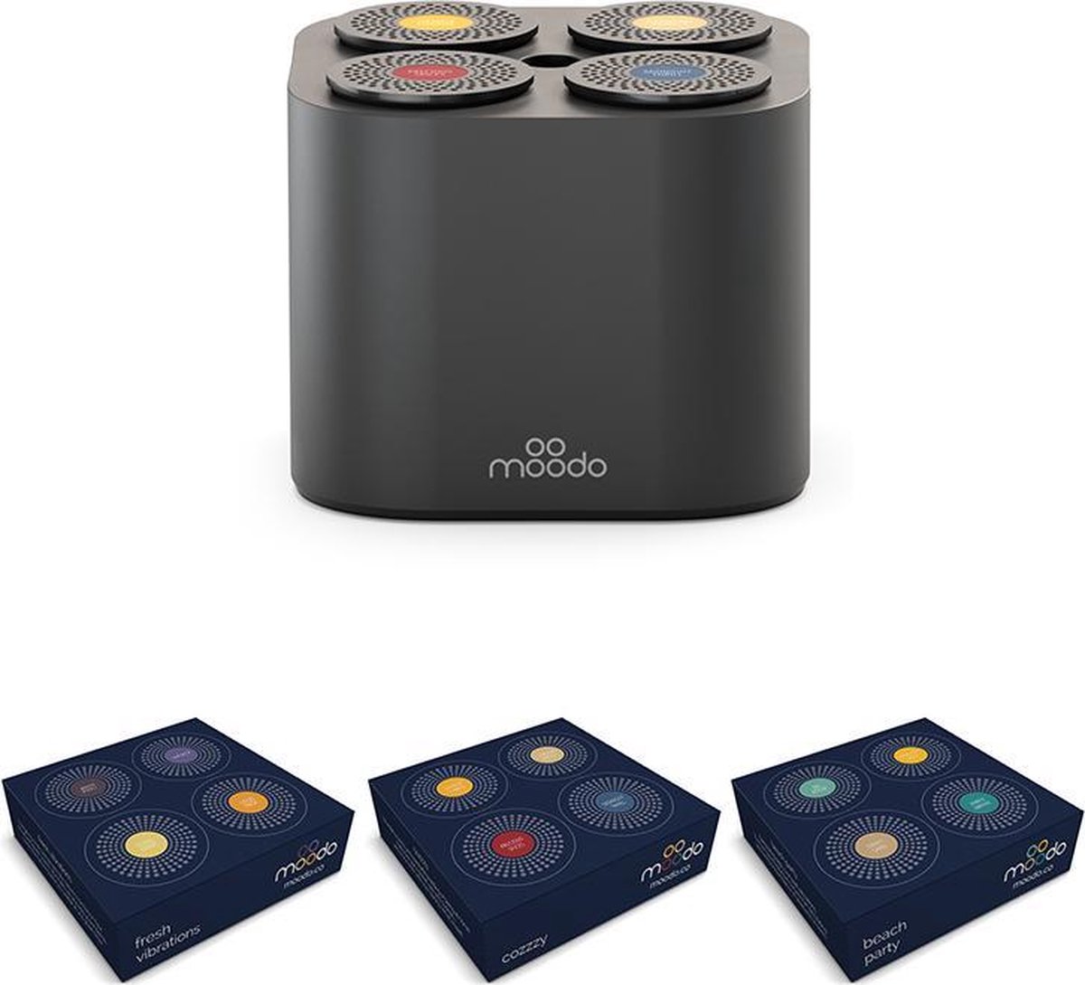 Wet en regelgeving Familielid Uitgaan van Moodo Smart Aroma Diffuser zwart met batterij incl. 3 geurfamilies (12  geurcapsules) | bol.com