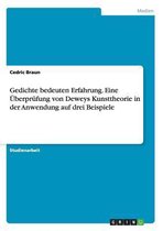 Gedichte bedeuten Erfahrung. Eine UEberprufung von Deweys Kunsttheorie in der Anwendung auf drei Beispiele