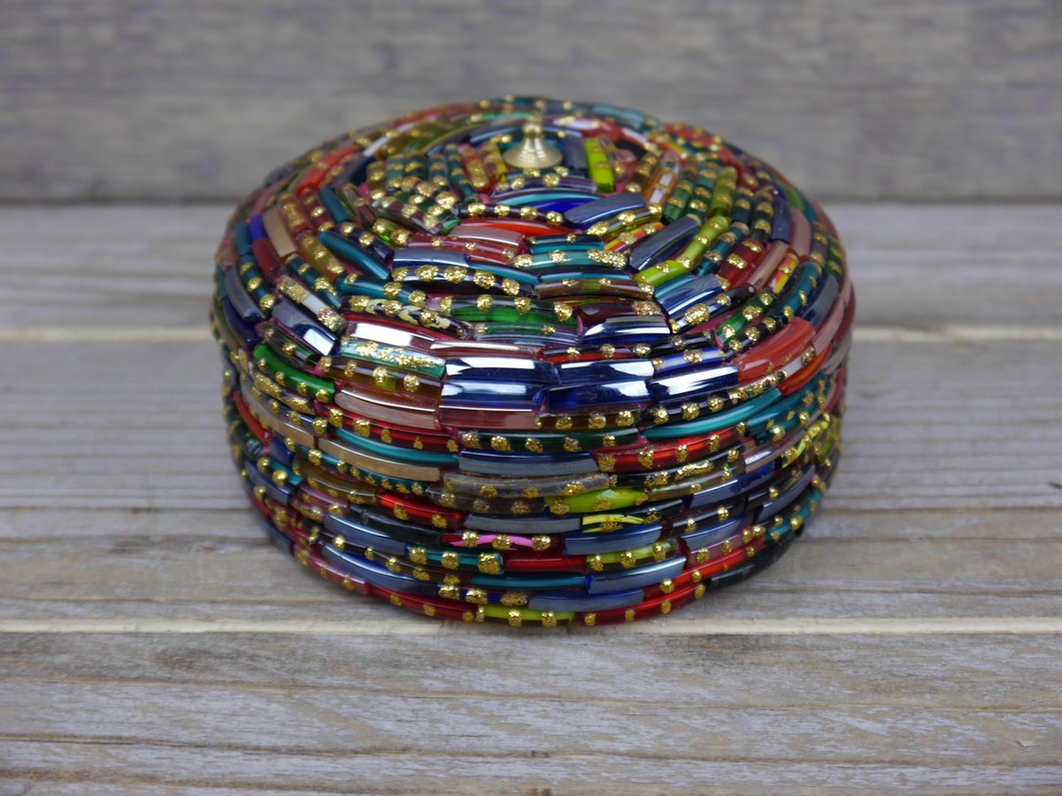 SENSE Sieradendoos - Decoratief doosje - Kleurrijke kralen - Handgemaakt
