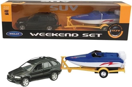 Volvo met boot op aanhanger speelgoed modelauto 1:60 - metaal / kunststof -  modelauto/... | bol.com