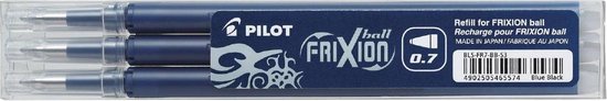Pilot Vullingen - Frixion Ball en Frixion Click – Zwart/Blauw 0.7mm - 3 stuks - MoYu