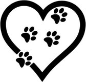 autosticker hart met hondenpootjes