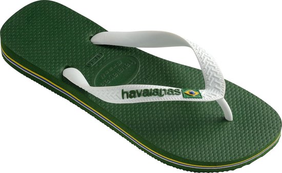 Havaianas Brasil Slippers - Maat 43/44 Unisex - groen/wit | bol.com