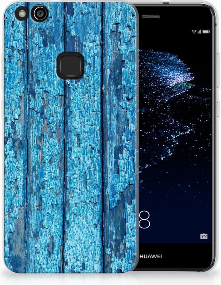 Huawei P10 Lite Bumper Hoesje Wood Blue