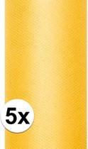 5x rollen tule stof geel 0,15 x 9 meter