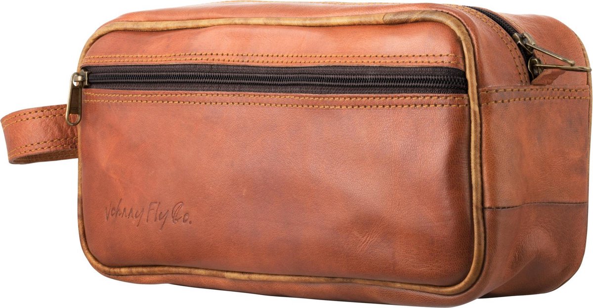 Johnny Fly Leren Toilettas - bruin - ecologisch