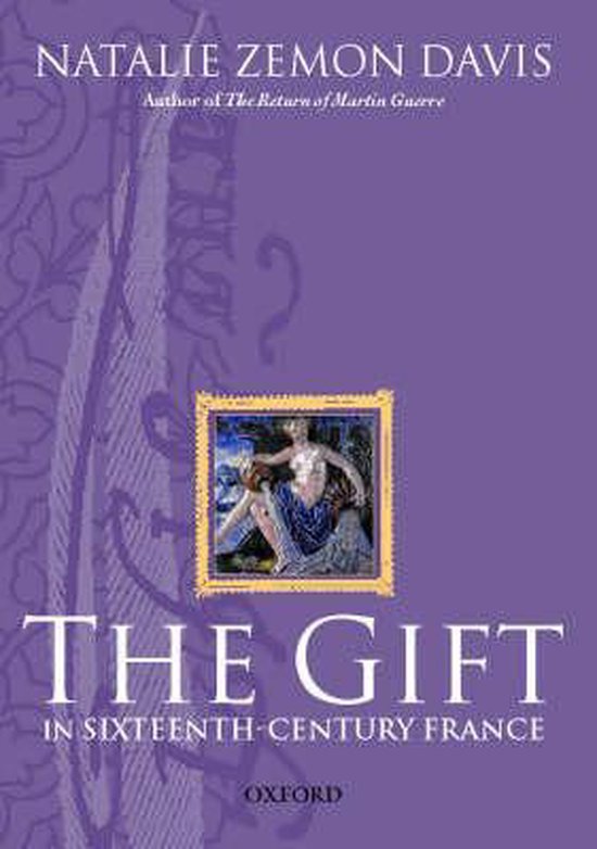 Boek 'The Gift in Sixteenth-Century France' van Natalie Zemon Davis, met een afbeelding van een schilderij.
