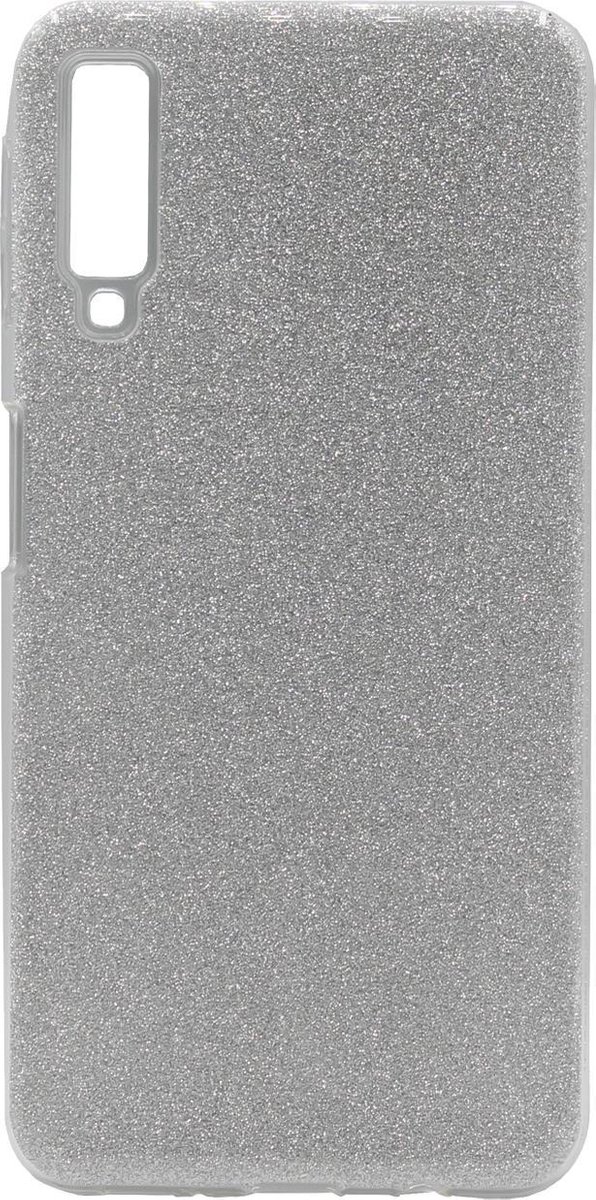 HB Hoesje Geschikt voor Samsung Galaxy A7 2018 - Siliconen Glitter Back Cover - Zilver