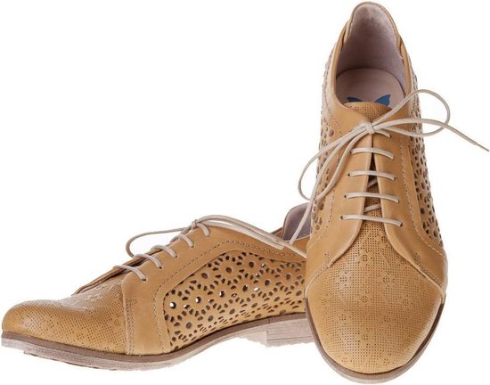 Pinto Di Blue - chaussures à lacets avec trous - taille 37 - cuir - jaune  moutarde - beige | bol.com