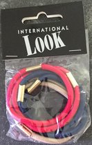 International look! Elastiekjes Rood/Blauw/Beige