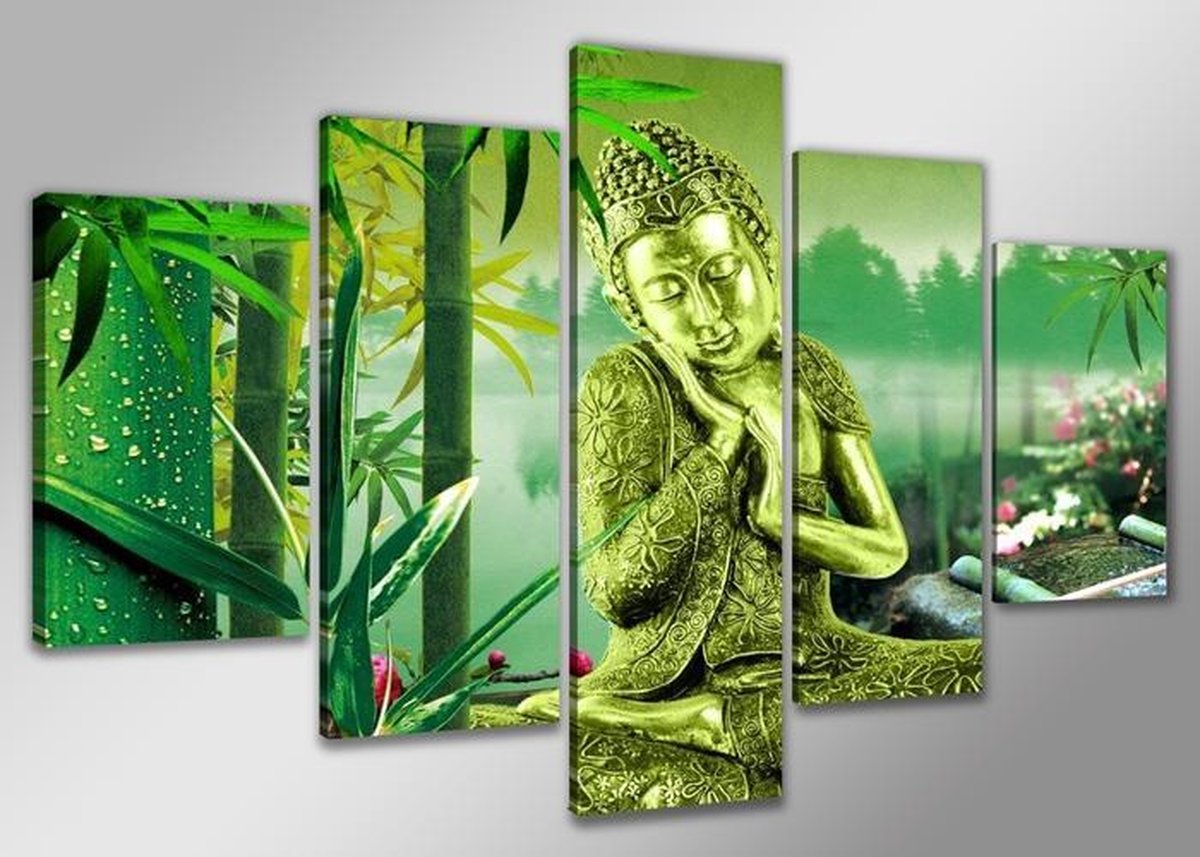 Buddha - Canvas Schilderij Vijfluik 160 x 80 cm