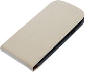 Wit Ribbel flip case cover hoesje voor Huawei G510