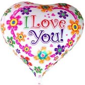 Folieballon I love you bloemen 45cm