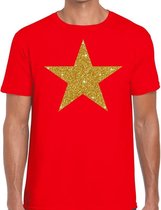 Gouden Ster glitter fun t-shirt rood heren - heren shirt Gouden Ster S