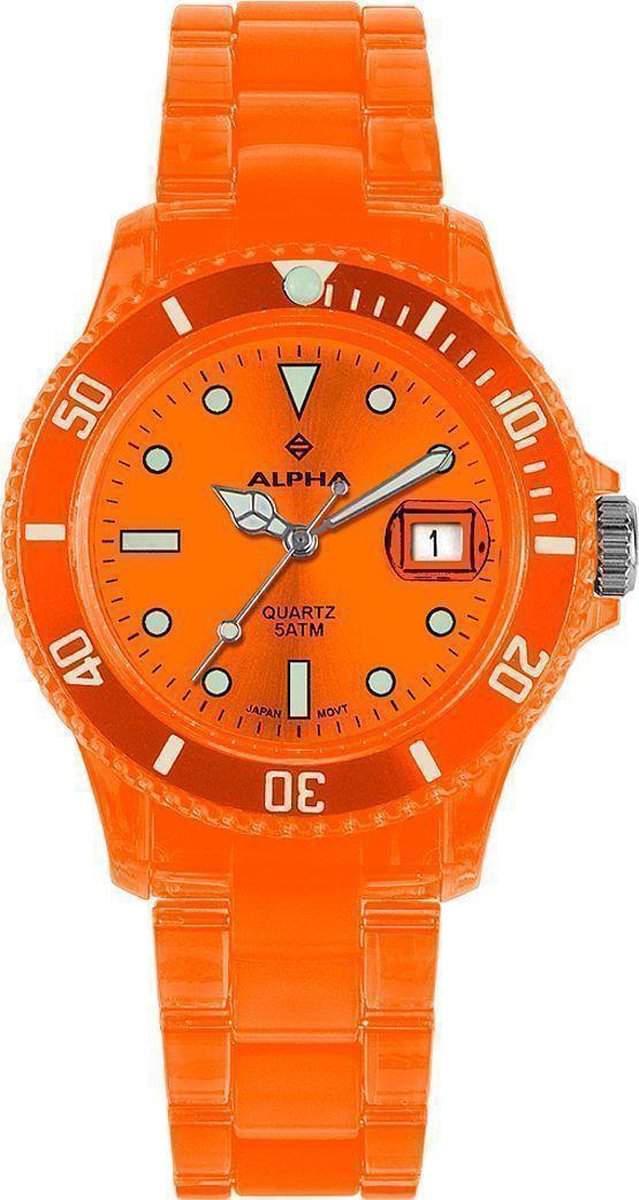 Alpha Saphir 250D Horloge - Kunststof - Oranje - Ø 43 mm