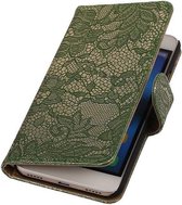 Mobieletelefoonhoesje.nl - Huawei Y5 II Hoesje Bloem Bookstyle Donker Groen