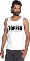 WitteTopper mouwloos shirt/ tanktop in zwarte letters heren - Toppers dresscode kleding S