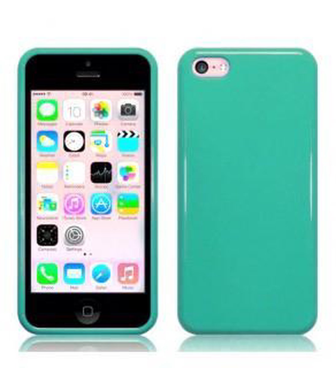 Apple iPhone 5C Gel Silicone Case Hoesje met achterkant Turquoise