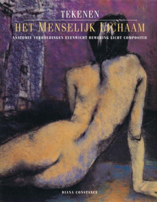 Boek 'Tekenen Het Menselijk Lichaam' met een illustratie van een vrouw in pastelkleuren.