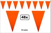 48x Vlaggenlijn oranje 10 meter - Vlaglijn Oranje feest festival holland koningsdag thema feest
