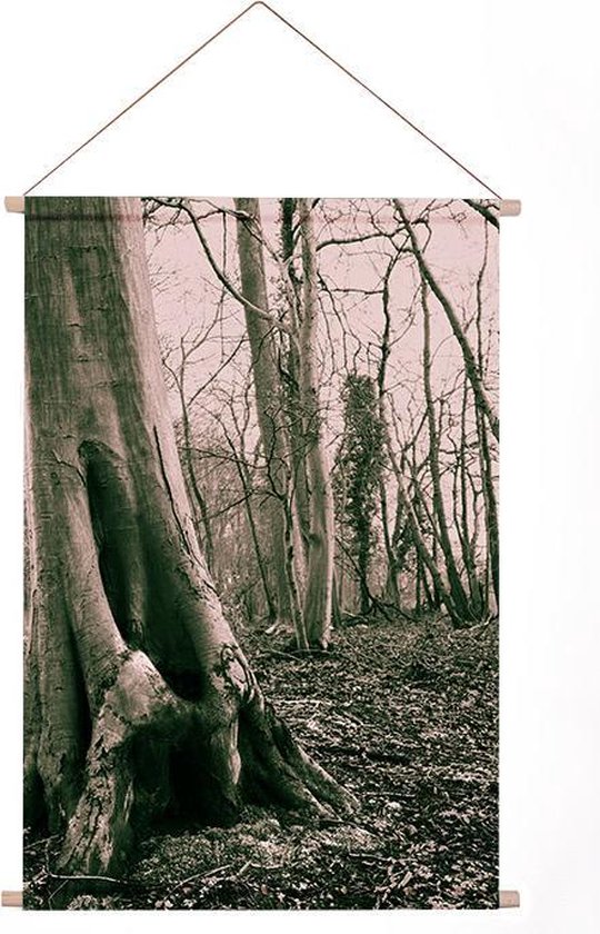 Ideasonthefloor.com - Textiel Poster - Poster Bos - Zwartwit -  60x90 cm (bxl) - Bomen