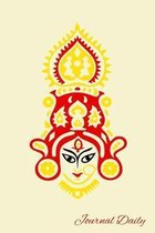 Journal Daily: Traditional Goddess Durga Notebook, Mandala Backcover, Lined Blank Journal, 6 x 9, 120 Cream Color Pages, Matte Finish