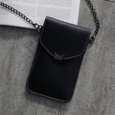 GSM tasje | handtasje voor mobiel | 2 vakken | doorzichtige achter voor touchscreen | 11,5 x 18,5 x 2,5 cm | zwart