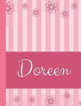 Doreen: Personalized Name College Ruled Notebook Pink Lines and Flowers