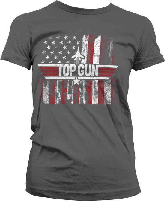 Top Gun Dames Tshirt -L- America Grijs