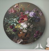 HIP ORGNL Schilderij Stilleven met bloemen in een Griekse vaas - ⌀140cm - Wandcirkel